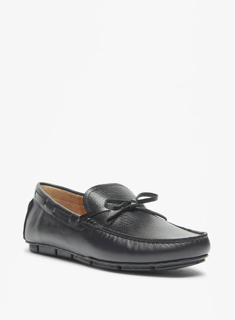 LBL by Shoexpress Men Textured Slip-On Moccasins with Bow Detail