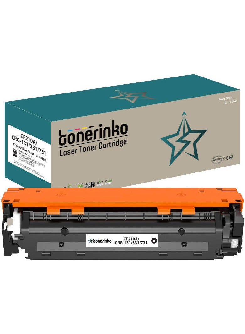 Toner Cartridge Tonerinko Compatible Toner Cartridge, For HP 131A CF210A CF211A CF212A CF213A, HP LaserJet Pro 200 Color M251nw, M251n, M276nw, M276n Printers (Black CF210A, CRG-131/331/731) | CF210A - Image 1