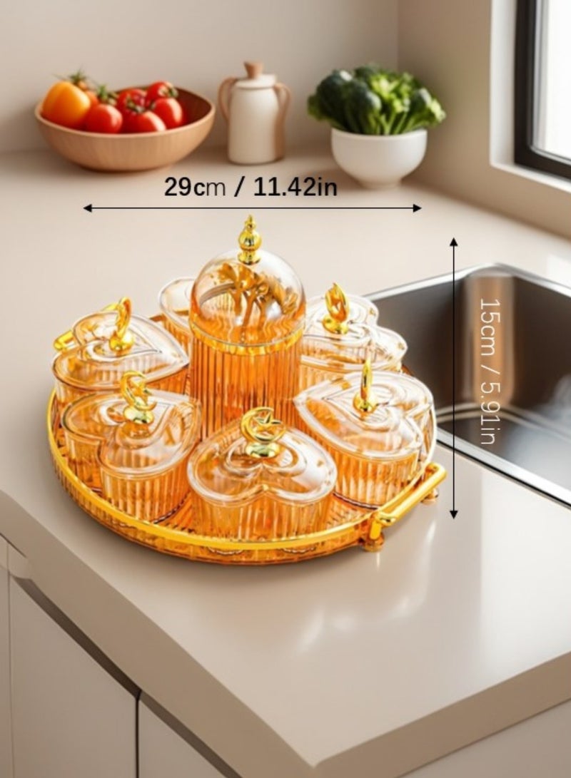 Plastic household fruit traytransparent gilt edged living room tea table snack fork Dim sumfruit tray set (L large Size) - Image 5