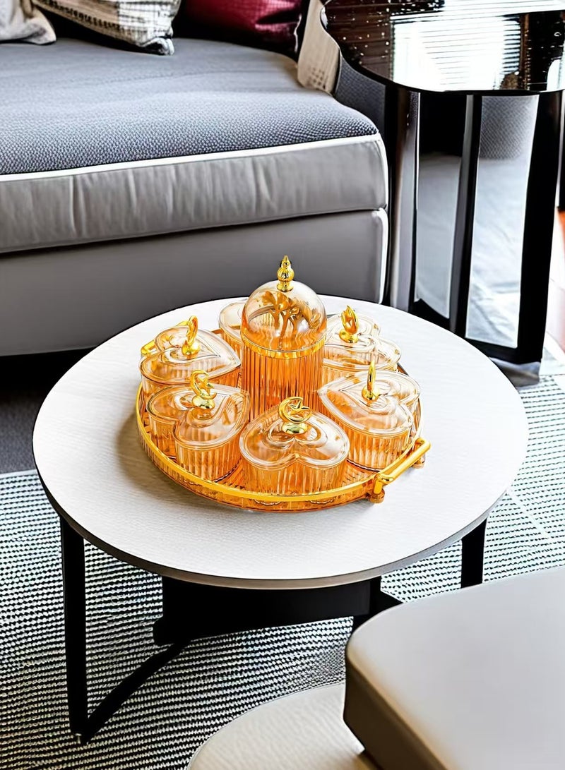 Plastic household fruit traytransparent gilt edged living room tea table snack fork Dim sumfruit tray set (L large Size) - Image 4