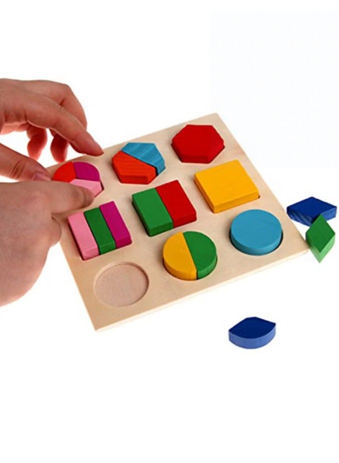 Three Patterns Baby Early Learning Wooden Geometry Shape Sorting Educational Puzzle Toy - Image 3