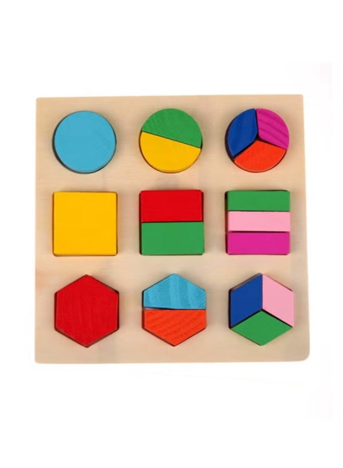 Three Patterns Baby Early Learning Wooden Geometry Shape Sorting Educational Puzzle Toy - Image 4