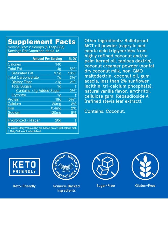 Bulletproof Vanilla Collagen Peptides Powder with MCT Oil, 17.6 Ounces, Grass-Fed Collagen Protein for Skin, Bones and Joints - Image 2