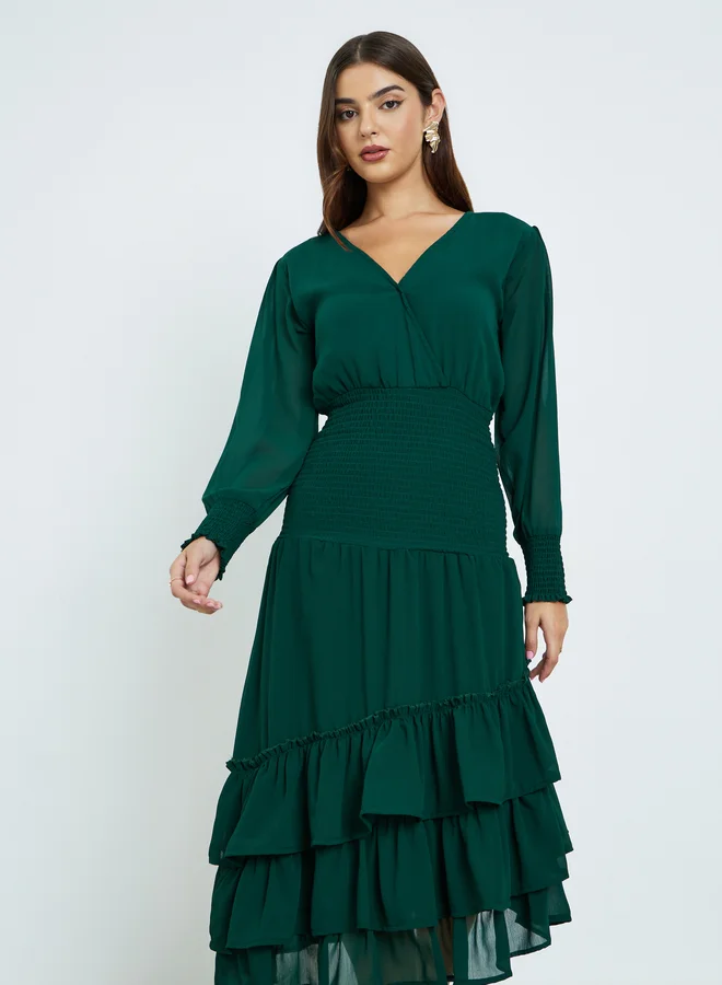 Maxim Creation  Asymmetric Hem Layered Midi Dress for Women | Best Price UAE
