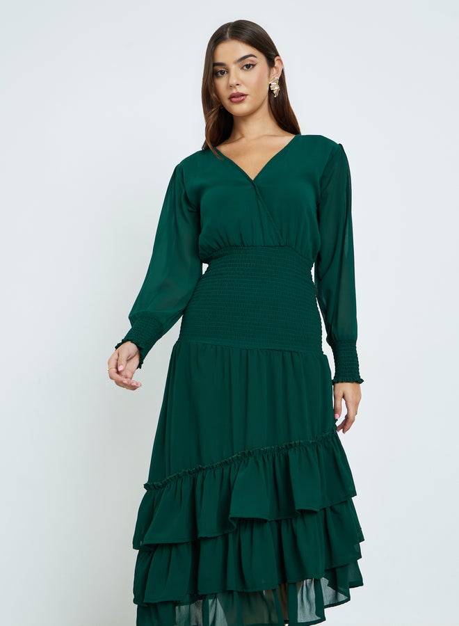 Maxim Creation Asymmetric Hem Layered Midi Dress - Image 3