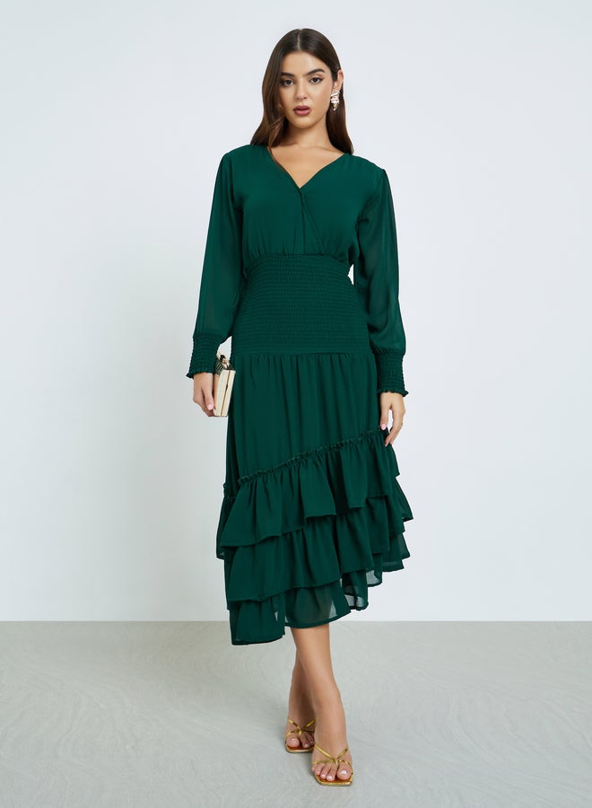 Maxim Creation Asymmetric Hem Layered Midi Dress - Image 1