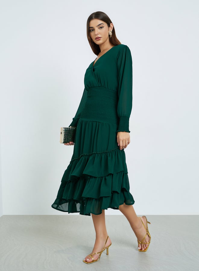 Maxim Creation Asymmetric Hem Layered Midi Dress - Image 2