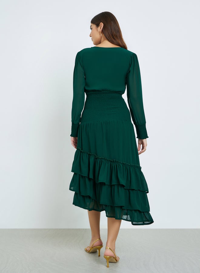 Maxim Creation Asymmetric Hem Layered Midi Dress - Image 5