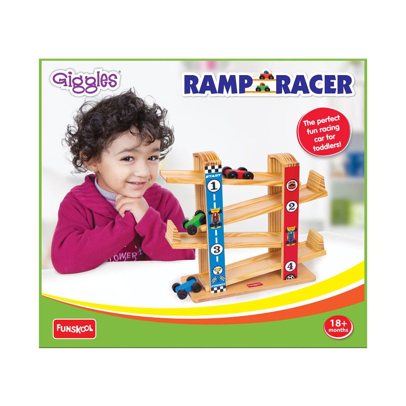 Giggles Funskool Ramp Racer, Wooden Racing Toy for Kids with 3 Mini Cars, Encourages Learning & Development, Motor Skills, Fun Activity for Preschool, Gift Set for Kid, Age 18+ Months - Image 5
