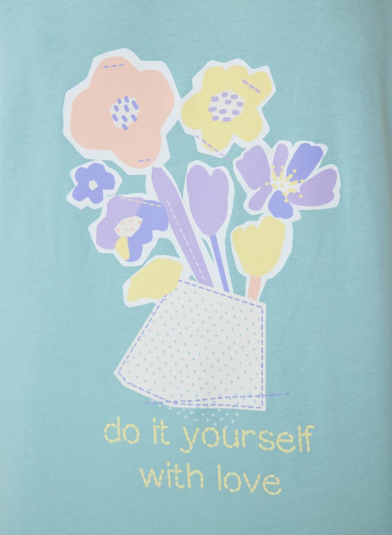 Penti Mint Green Floral Cotton V-Neck Short Sleeve Pyjamas Set - Image 5