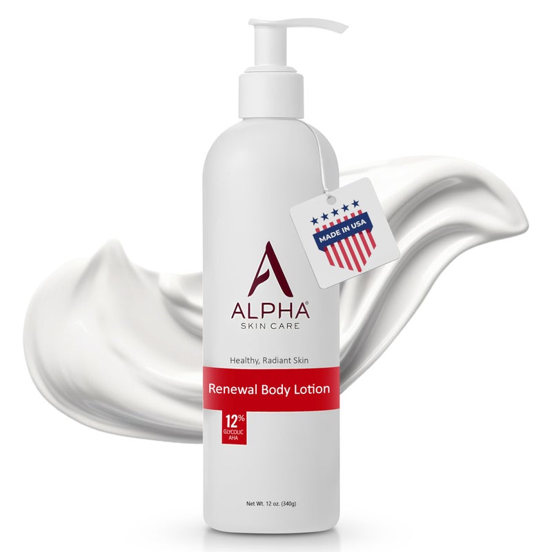 Alpha Skin Care Revitalizing Body Lotion, 12% Glycolic AHA, Simple & Effective Daily Moisturizer with Alpha Hydroxy Acid, Hydrates & Exfoliates for Soft, Smooth Skin, Anti-Aging, 12 Oz - Image 1