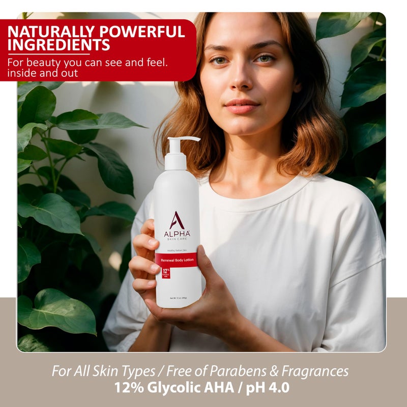 Alpha Skin Care Revitalizing Body Lotion, 12% Glycolic AHA, Simple & Effective Daily Moisturizer with Alpha Hydroxy Acid, Hydrates & Exfoliates for Soft, Smooth Skin, Anti-Aging, 12 Oz - Image 5