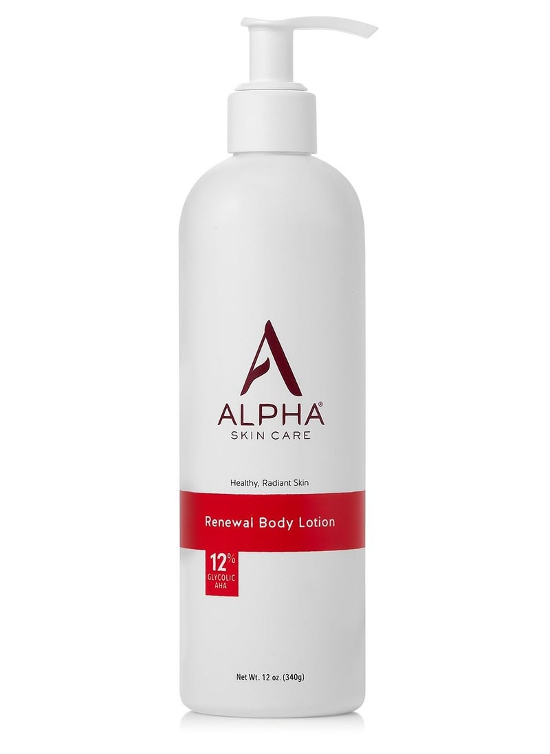 Alpha Alpha Skin Care Revitalizing Body Lotion with 12% Glycolic AHA, Simple and Effective Multi-Purpose Daily Moisturizer Hydrates and Exfoliates with Anti-Aging, 12 Oz  - Image 1