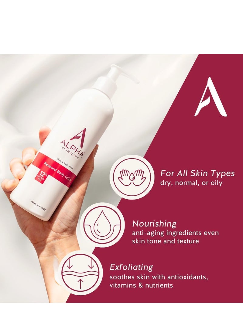 Alpha Alpha Skin Care Revitalizing Body Lotion with 12% Glycolic AHA, Simple and Effective Multi-Purpose Daily Moisturizer Hydrates and Exfoliates with Anti-Aging, 12 Oz  - Image 2