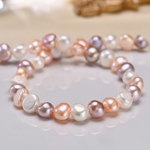 HENGSHENG Natural Pearls Choker Necklace for Women Freshwater Baroque Pearl Strand Necklace Chain Cultured Baroque Pearl 925 Sterling Silver Clasp Choker(Colorful, 5-6mm, Silver Clasp) - Image 5