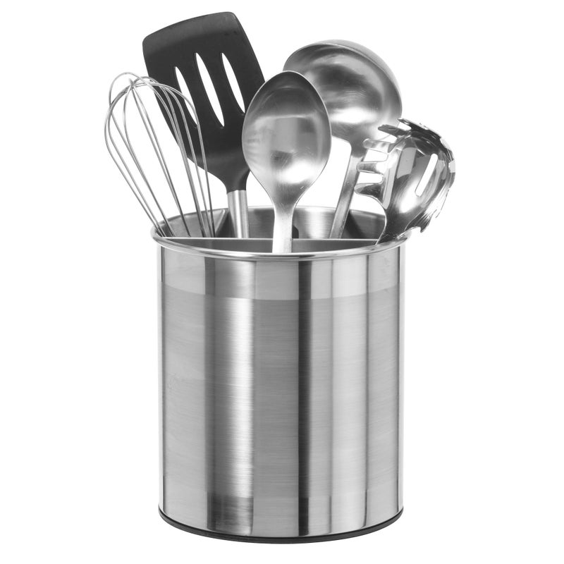 Oggi Jumbo Stainless Steel Rotating Utensil Holder with Removable Divider - Stylish kitchen cooking utensil organizer. Height 7.5"". - Image 3