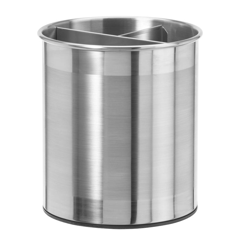 Oggi Jumbo Stainless Steel Rotating Utensil Holder with Removable Divider - Stylish kitchen cooking utensil organizer. Height 7.5"". - Image 1