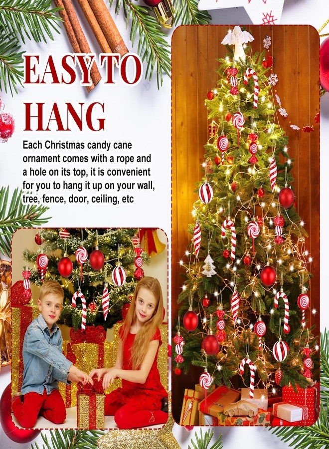 Liliful 36 Pcs Christmas Candy Ornament Christmas Tree Decoration Hanging Glitter Candy Cane Ornament Plastic Red Lollipop Peppermint Tree Ornaments for Xmas New Year Holiday Party Decor(Sweet Style) - Image 5