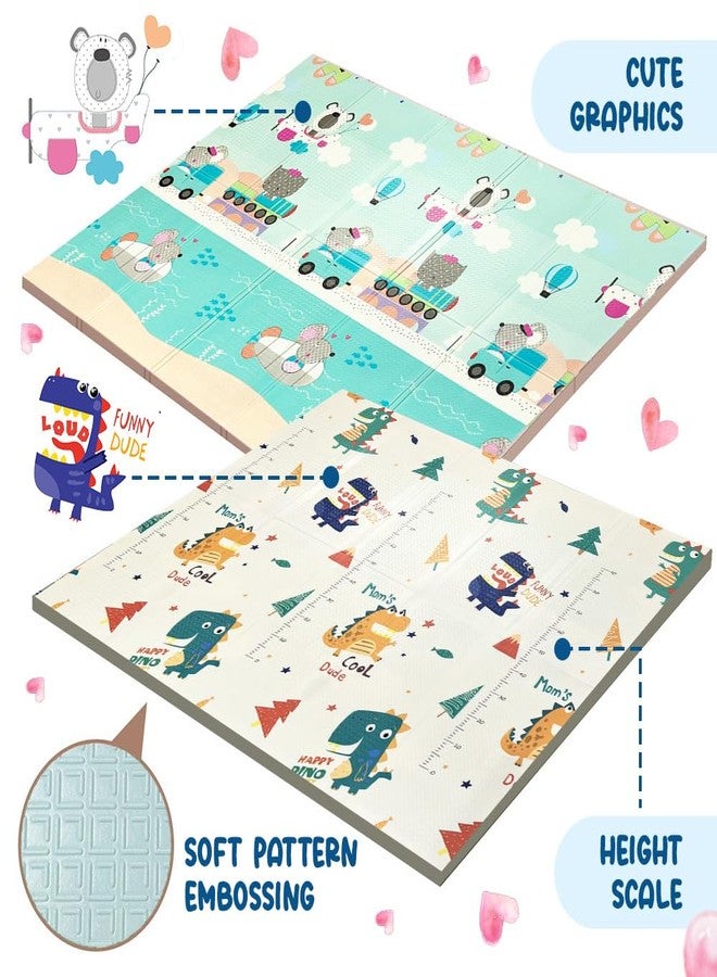 Liltoes Speedy Saurus Double Sided Water Proof Baby Play Mat, Reversible Play Mats for Kids, Baby Carpet, Multicolour, Pack of 1 - Image 3