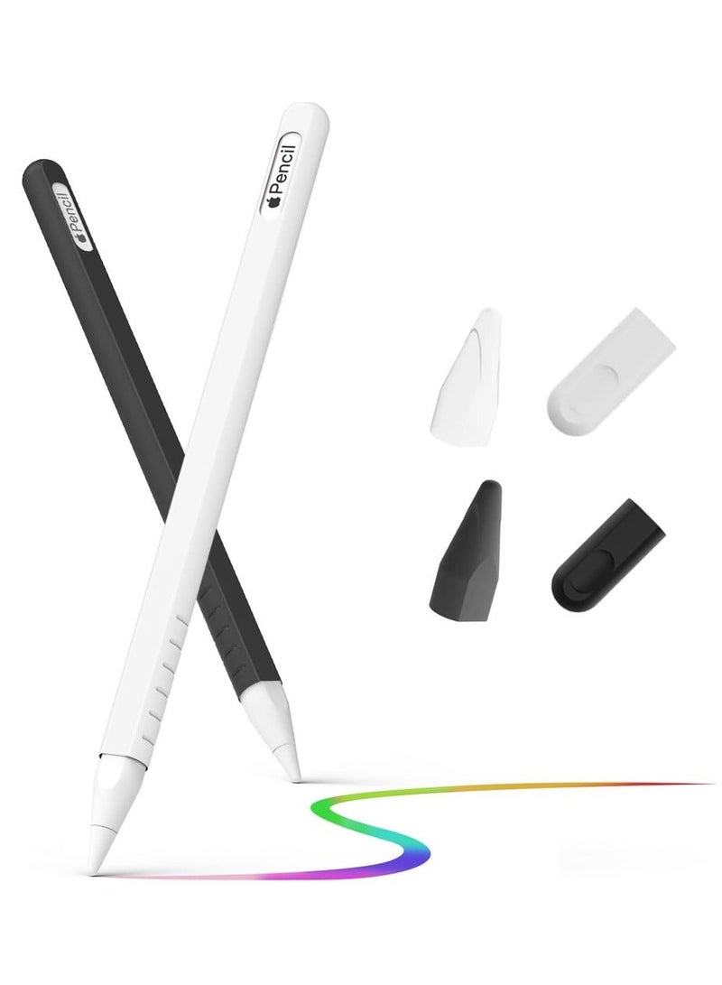 XiuWoo Case for Apple Pencil 2nd Generation, 2 Pack Protective Silicone Cover + Nibs Fit iPad Pro 11 12.9 Inch, Soft Sleeve Compatible with Magnetic Charging and Double Tap - Image 1