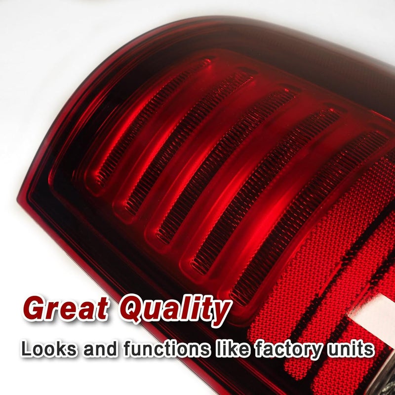 KNSPEC LED Tail Lights Assembly for Ram 1500/2500/3500 (2013-2018) - Passenger Side Red Lens Black Interior - Image 4