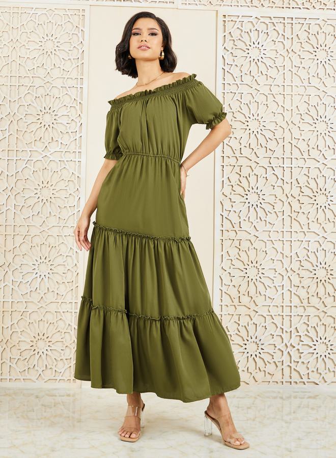 Styli Tiered Off-Shoulder Dress  - Image 1