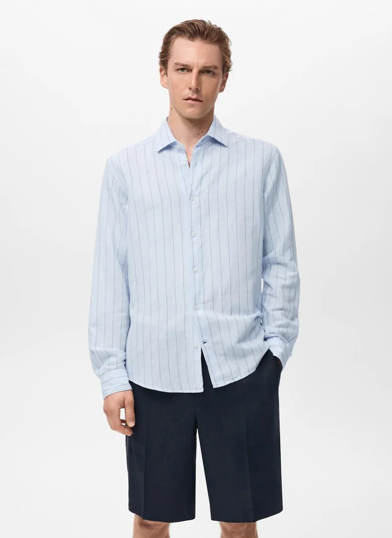 مانجو مان Linen Pinstripe  Shirt