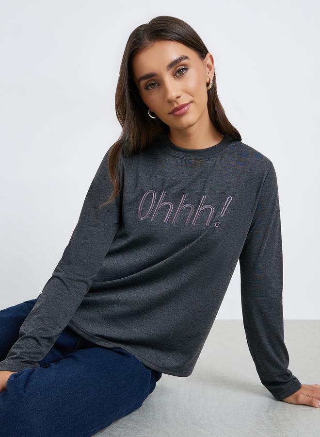 Styli Women Embroidered Front Regular Fit T-Shirt - Image 1