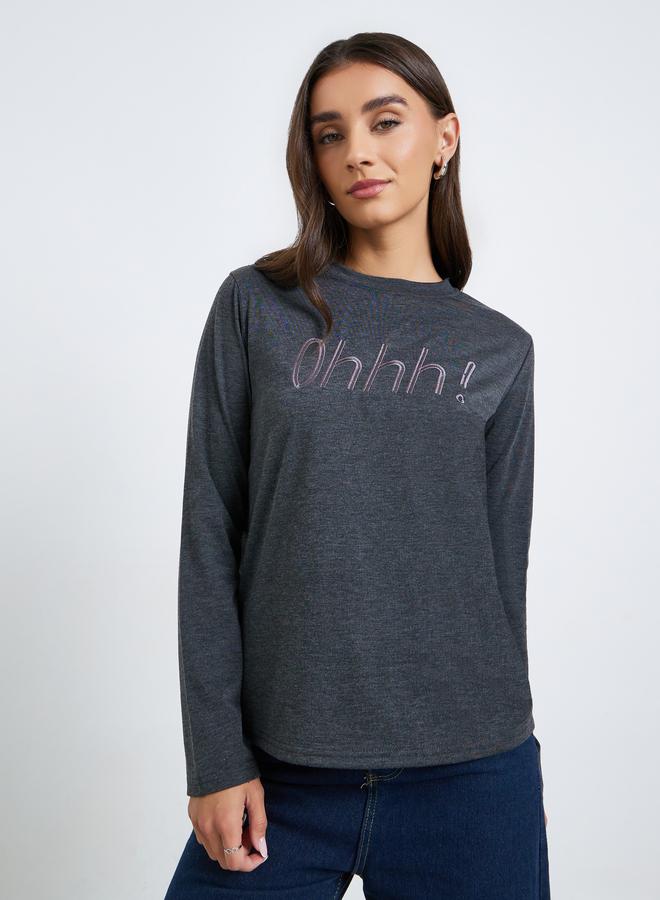 Styli Women Embroidered Front Regular Fit T-Shirt - Image 3