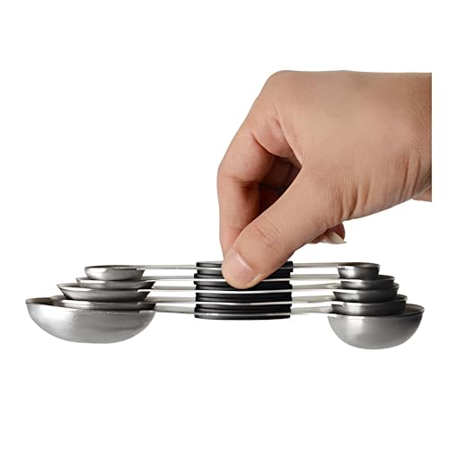 Homepixi Premium Magnetic Measuring Spoon Set (Set of 5), Premium Dual Sided, Fit in Spice Jar Measuring Spoons for Cooking and Baking (Silver) - Image 3