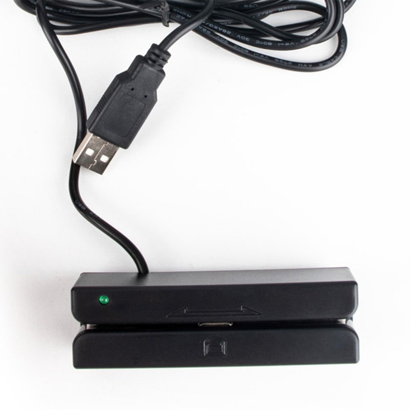 قارئ بطاقات الشريط المغناطيسي ثلاث المسارات USB: أسود، قابل للربط والاستخدام مباشرة - قارئ ومكتبة بطاقات قابل للقراءة ثنائي الاتجاه لأنظمة نقاط البيع في البنوك، وإدارة الأعضاء، والمصادقة الهوية - Image 4