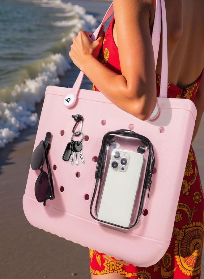 ليتغو حقيبة داخلية شفافة من ليتجو لملحقات حقائب بوج - 4 حقائب بسحاب لملحقات حقائب بوج توت، حقيبة سفر، حقيبة أدوات تجميل، منظم حقيبة يد، حامل هاتف، حقيبة داخلية من مادة PVC، خطافات، وسلسلة مفاتيح (أسود) - Image 5