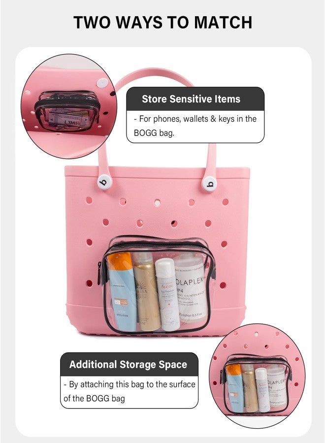 ليتغو حقيبة داخلية شفافة من ليتجو لملحقات حقائب بوج - 4 حقائب بسحاب لملحقات حقائب بوج توت، حقيبة سفر، حقيبة أدوات تجميل، منظم حقيبة يد، حامل هاتف، حقيبة داخلية من مادة PVC، خطافات، وسلسلة مفاتيح (أسود) - Image 3