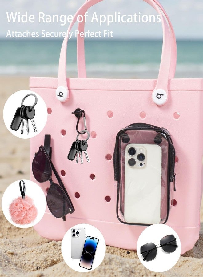 ليتغو حقيبة داخلية شفافة من ليتجو لملحقات حقائب بوج - 4 حقائب بسحاب لملحقات حقائب بوج توت، حقيبة سفر، حقيبة أدوات تجميل، منظم حقيبة يد، حامل هاتف، حقيبة داخلية من مادة PVC، خطافات، وسلسلة مفاتيح (أسود) - Image 4