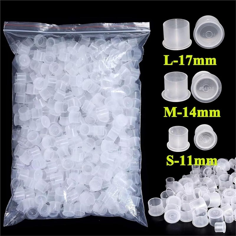 Tattoo Ink Caps 2000/1000/200pcs Plastic Tattoo Ink Cups Caps with Base Clear Self Standing Pigment(14mm-1000pcs) - Image 3