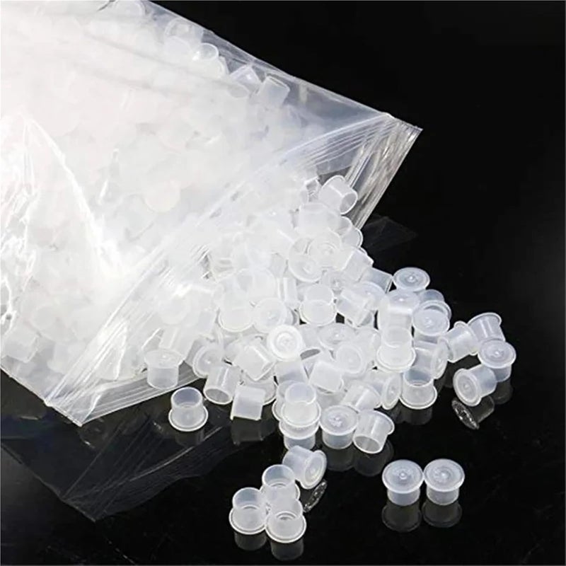 Tattoo Ink Caps 2000/1000/200pcs Plastic Tattoo Ink Cups Caps with Base Clear Self Standing Pigment(14mm-1000pcs) - Image 5