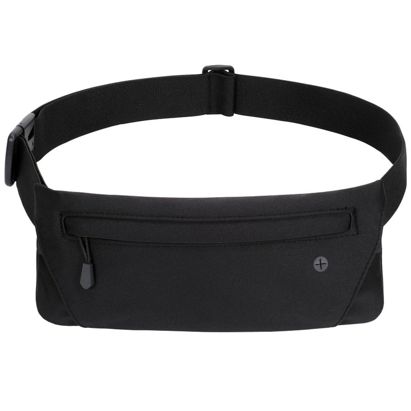 WHIPPY Slim Running Belt Fanny Pack for Women Men Elastic Runners Belt Waist Pouch Chest Bag Phone Holder Waist Pack for Running Hiking, Black - Image 1