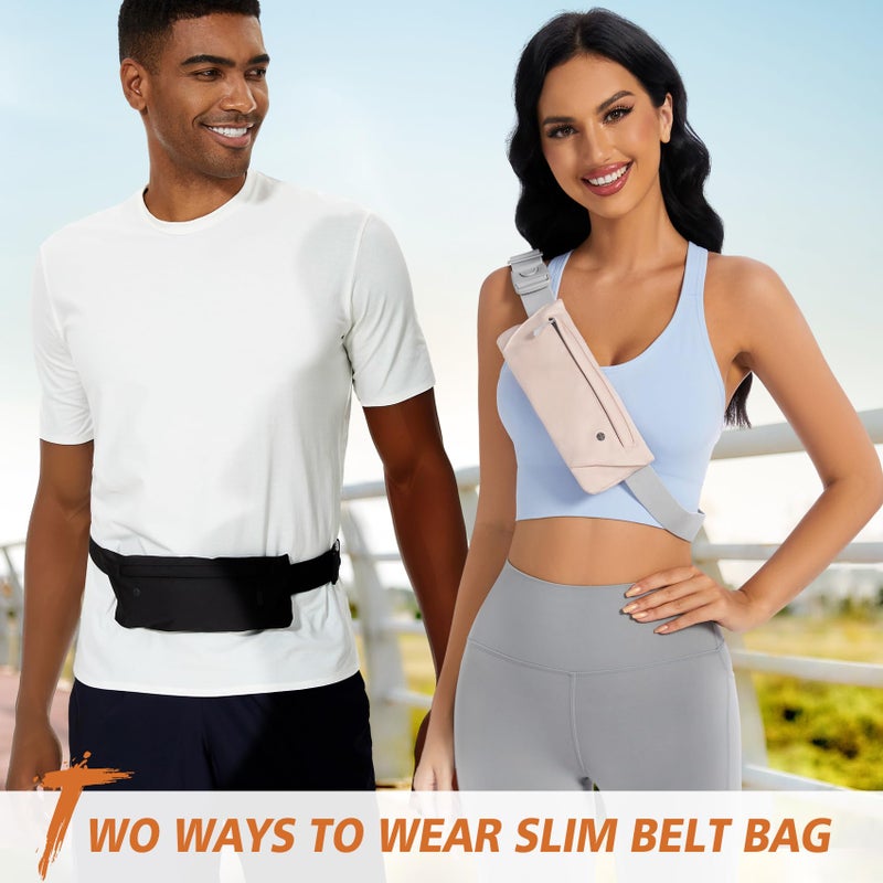 WHIPPY Slim Running Belt Fanny Pack for Women Men Elastic Runners Belt Waist Pouch Chest Bag Phone Holder Waist Pack for Running Hiking, Black - Image 2