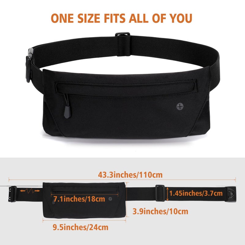WHIPPY Slim Running Belt Fanny Pack for Women Men Elastic Runners Belt Waist Pouch Chest Bag Phone Holder Waist Pack for Running Hiking, Black - Image 5