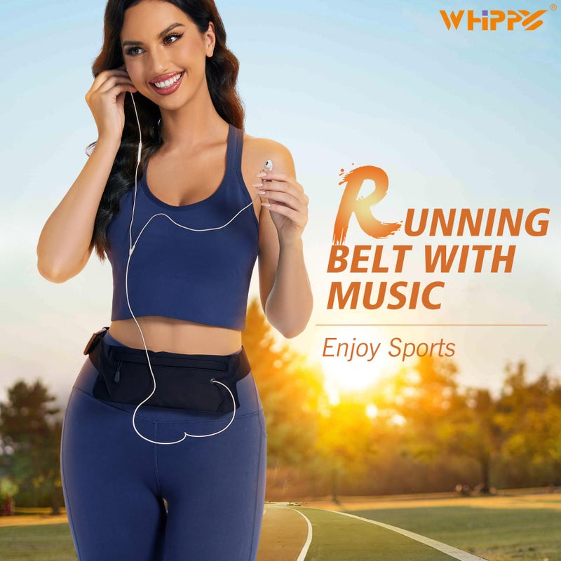 WHIPPY Slim Running Belt Fanny Pack for Women Men Elastic Runners Belt Waist Pouch Chest Bag Phone Holder Waist Pack for Running Hiking, Black - Image 4