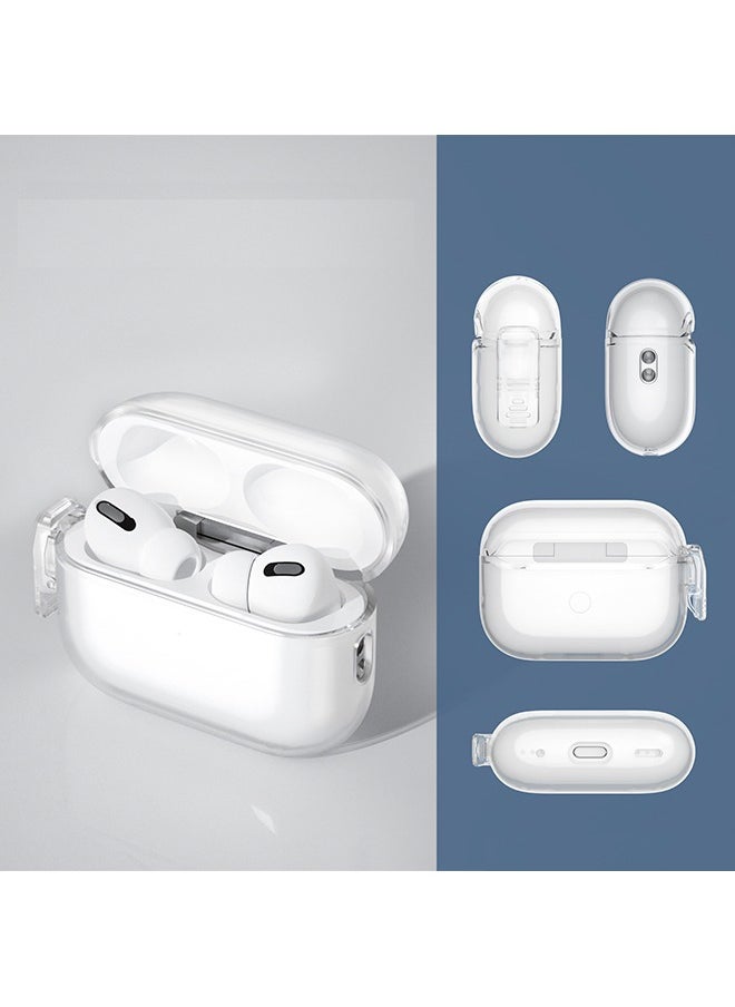 Generic - Protective Case with Lock for Airpods Pro 2 2022/Airpods Pro 2019, Shockproof Clear Case Cover with Keychain for Apple AirPods Pro 2/Airpods Pro - Image 1