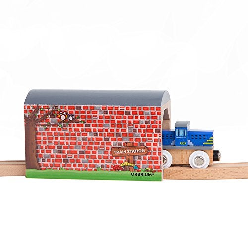 Orbrium Solid Wood Large Wooden Train Tunnel Track Compatible with Thomas Brio Chugginginton Set - Image 2