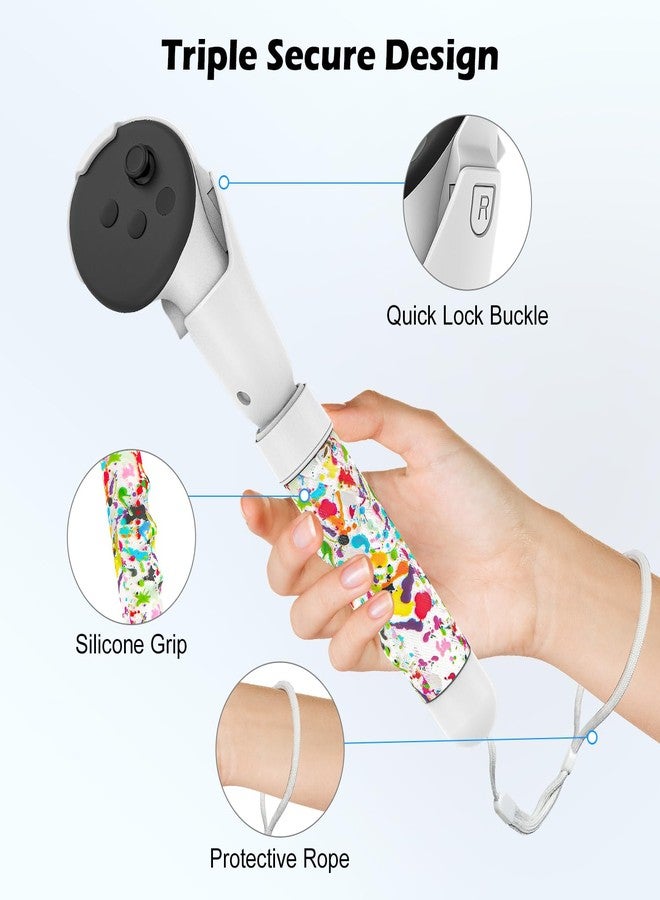 Rechale Upgraded Controller Extensions Gorilla Tag Long Arms for Meta Quest 3S/Quest 3 Beat Saber Handles Golf Club Attachment VR Sticks Controller Grips for Quest 3S/3 VR Gaming Accessories, Colorful White - Image 2