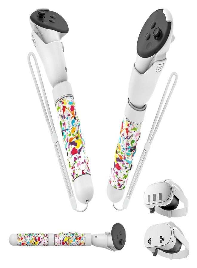 Rechale Upgraded Controller Extensions Gorilla Tag Long Arms for Meta Quest 3S/Quest 3 Beat Saber Handles Golf Club Attachment VR Sticks Controller Grips for Quest 3S/3 VR Gaming Accessories, Colorful White - Image 1