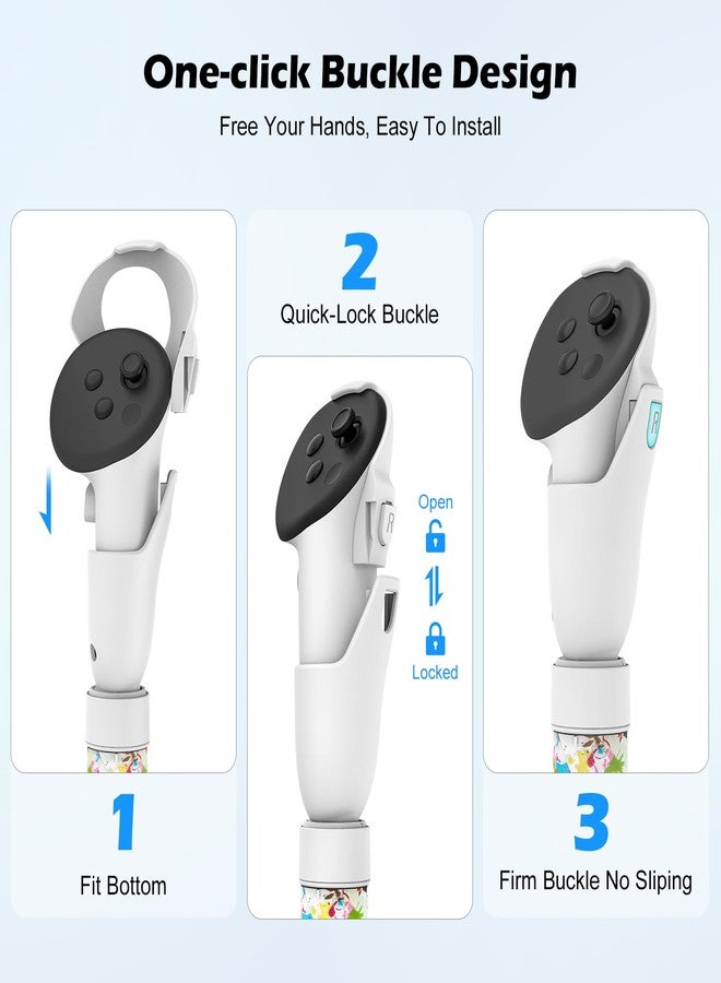 Rechale Upgraded Controller Extensions Gorilla Tag Long Arms for Meta Quest 3S/Quest 3 Beat Saber Handles Golf Club Attachment VR Sticks Controller Grips for Quest 3S/3 VR Gaming Accessories, Colorful White - Image 4