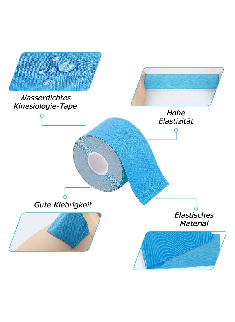 DELGREEN Tape Sports Tape for Muscles, 5 m x 5 cm, 3 Rolls (1 x Blue, 1 x Pink, 1 x Black) Kinesiology Tapes Waterproof & Elastic for Sports  - Image 3