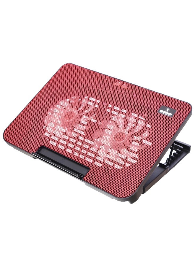 GT-99 Laptop Cooling Base Fan - 2 Powerful 140mm Fans - High Airflow - LED Lighting - Ergonomic Design Adjustable to 6 Angles - Image 2