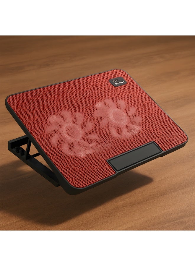 GT-99 Laptop Cooling Base Fan - 2 Powerful 140mm Fans - High Airflow - LED Lighting - Ergonomic Design Adjustable to 6 Angles - Image 5