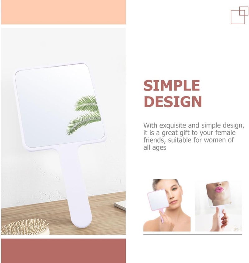 Handheld Makeup Mirror 2pcs Compact Cosmetics Mirrors for Daily Use Female Supply with White and Pink Colors - Image 3