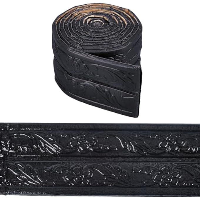7.55FTX3.46IN CROWN MOLDING TRIM BLACK VINTAGE 3D PRINTING SELF ADHESIVE XPE PEEL AND STICK FLEXIBLE WALLPAPER BORDER WALL EDGING FOAM BASEBOARD FOR MIRROR BORDER WALL LINES HOTEL DIY DECOR - Image 1